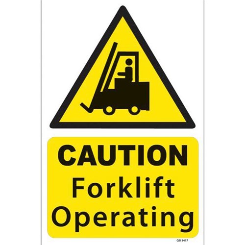 Caution Forklift Operating Safety Sign 300x450mm