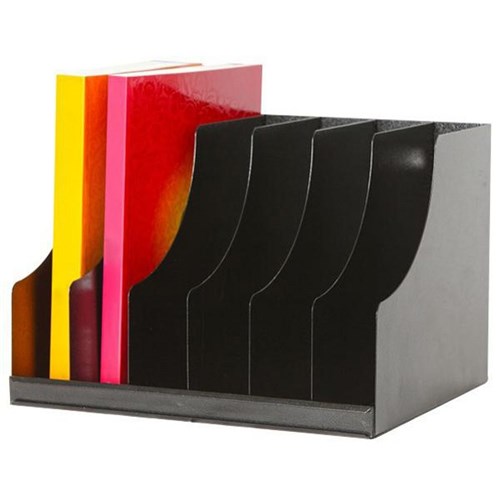 Desk File Sorter 6 Slots Black Metal