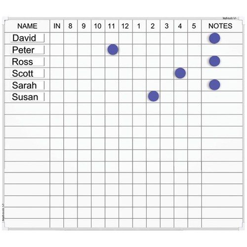 Boyd  Staff Indicator Whiteboard Magnetic 600 x 600mm