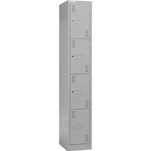 Precision Classic 4 Tier Locker 375mm Cam Lock Silver Grey