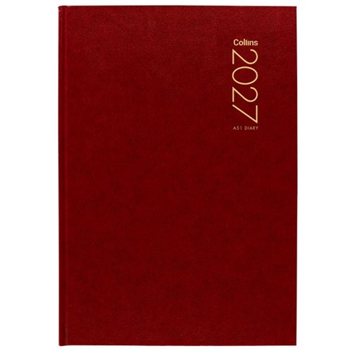 Collins A51 Diary A5 1 Day To A Page 2027 Red