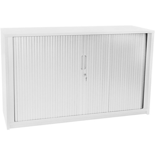 City 2 Door Tambour Credenza Snowdrift/Silver 1200mm