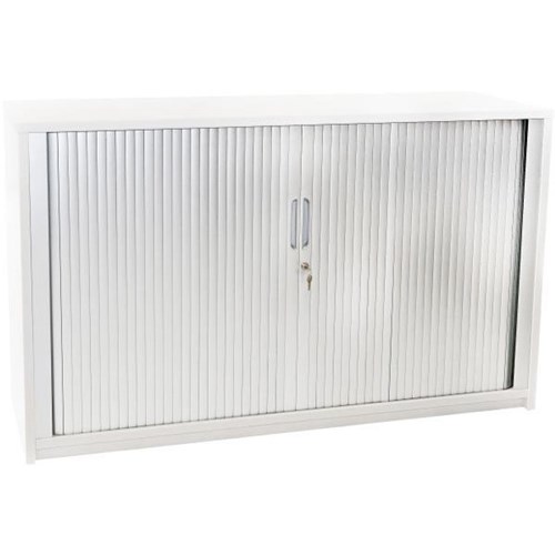 City 2 Door Tambour Credenza Snowdrift/Silver 1800mm