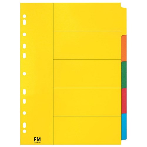 FM Index Dividers 5 Tab A4 Cardboard Coloured