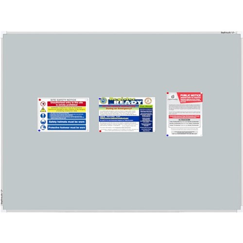 Boyd  Pinboard Aluminium Frame 1200x900mm Grey Fabric