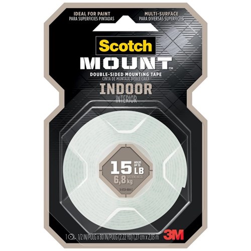 Scotch® Indoor Double Sided Mounting Tape 12.7mm x 1.9m White