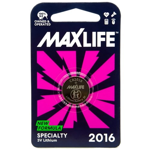 Maxlife CR2016 Lithium Speciality Cell Battery