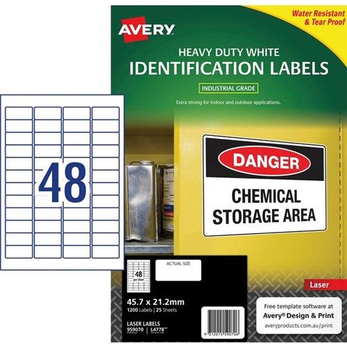 Avery Heavy Duty Laser Labels L4778 White 48 Per Sheet
