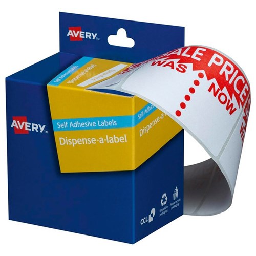 Avery Sale Was/Now Dispenser Label DMR4463SW 65x44mm, Pack of 400