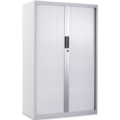 Strata 2 6 Tier Tambour Cabinet White 1200mm
