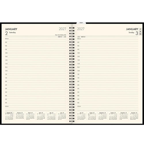 Collins A41 1/2 Hour Platinum Appointment Diary A4 1 Day Per Page 2025 Black