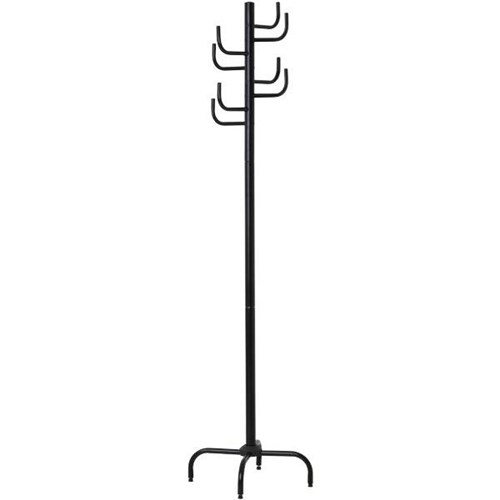 OfficeMax Metal Coat Stand 8 Hooks with Levelling Glides Black
