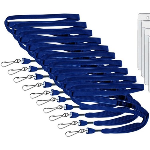OfficeMax Safety Breakaway Lanyards with Swivel Hook 53cm, Navy, Pack of 10