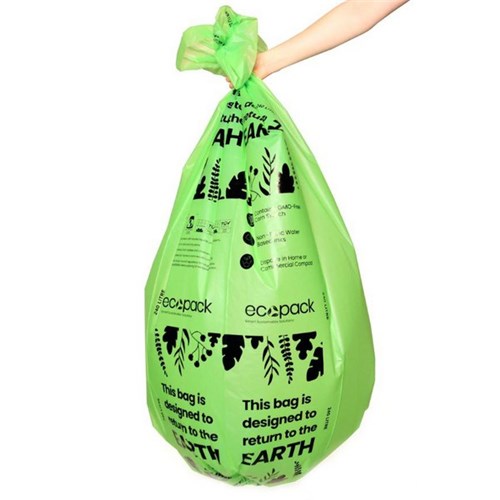 Ecopack Home Compostable Wheelie Bin Liners 240L Green, Roll of 5