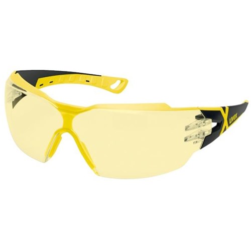 Uvex Pheos CX2 Safety Glasses Amber Lens Black/Yellow