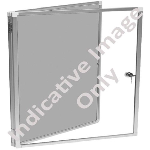 Boyd  Pinboard Noticeboard with Display Case 1200x1200mm Keylargo Fabric/Zinc