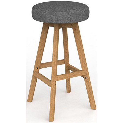 Luna Button Bar Stool 785mm Motion Felt Fabric/Stone Grey/Oak