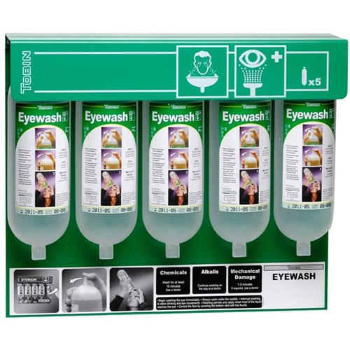 Tobin First Aid Eyewash Wall Stand 1L, Set of 5