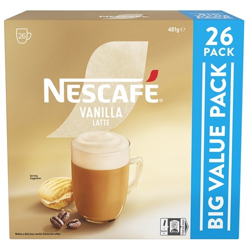 NESCAFÉ Cafe Menu Instant Coffee Sachet Vanilla Latté 481g, Pack of 26