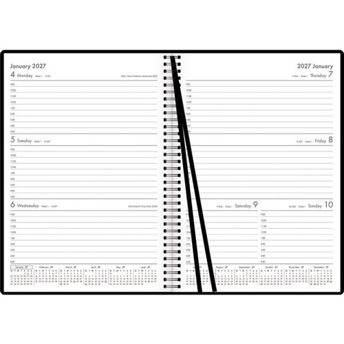 OfficeMax A53 1 Hour Appointment Executive Wiro Diary A5 Week To View 2027 Black