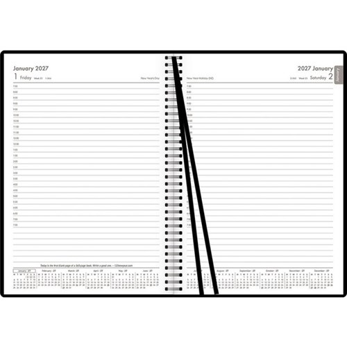 OfficeMax A51 1/2 Hour Appointment Executive Wiro Diary A5 1 Day Per Page 2027 Black