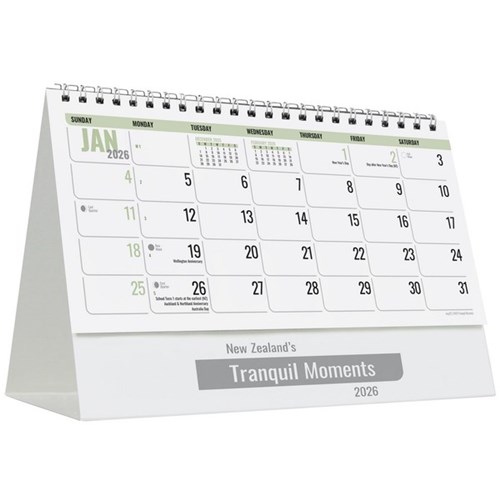 Easy2C Desk Calendar 2026 New Zealand's Tranquil Moments