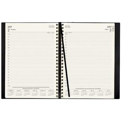 Collins Boston A41 Mid Year Diary A4 1 Day Per Page 1 July 2026 to 30 June 2027 Black