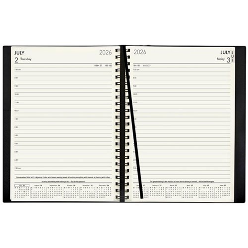 Collins Boston A51 Mid Year Diary A5 1 Day Per Page 1 July 2026 to 30 June 2027 Black