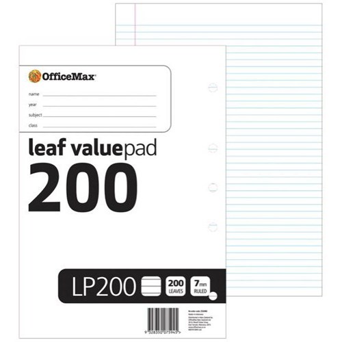 OfficeMax Loose Leaf Value Refill Pad (LP200) 7mm Lined 200 Leaves