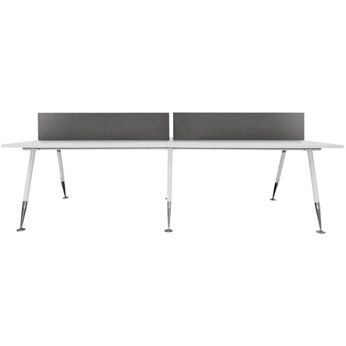 Fleet Workstation With Adjustable Legs 4 Person 2800x1200mm Matte White