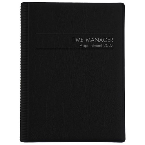 Collins MDA51A 1/4 Hour Time Manager Wiro Diary A5 1 Day Per Page 2027 Black