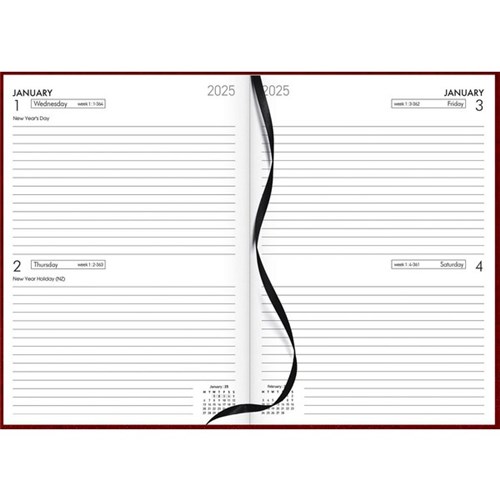 Collins A52 Diary A5 2 Days Per Page 2025 Red