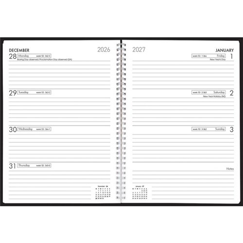 Collins A53 Wiro Diary A5 Week To View 2027 Assorted Colours