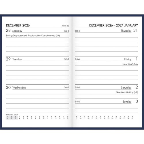 Collins A73P Pocket Diary Week To View 2027 Navy