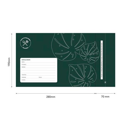 Ecopack A5 Compostable Resealable Courier Bags 190x280mm, Pack of 25