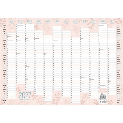 Collins A3 Designer Bilingual Wall Planner 2027