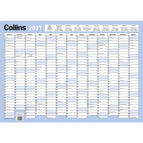 Collins Wall Planner & Marker Pen Laminated 695 x 495mm 2027