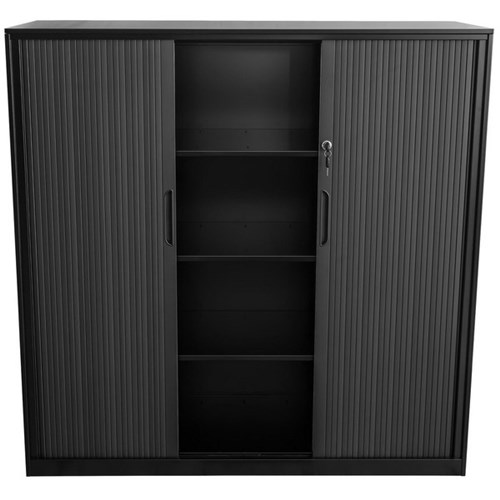 Proceed 4 Tier Tambour With PVC Doors Black 900mm