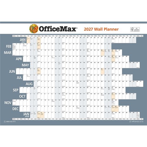 OfficeMax A2 Dated Year Wall Planner Double Sided  594x420mm 2027