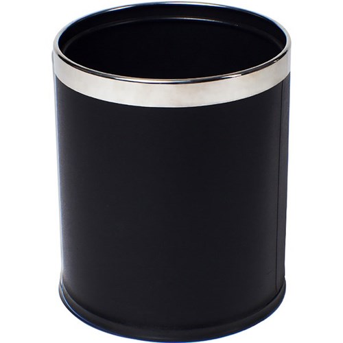 Compass Round Rubbish Bin Leatherette 10L Black