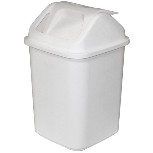 Compass Rectangular Swing Lid Rubbish Bin 20L White