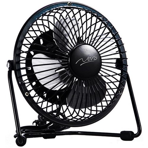 Nero USB Powered Mini Desk Fan 100mm Black