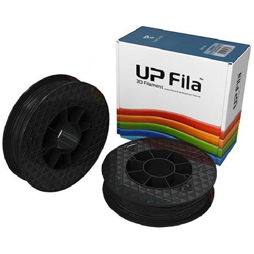 UP Fila Premium PLA 3D Filament Spool 500g Gloss Black, Box of 2 Rolls