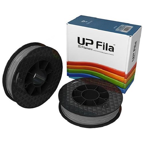 UP Fila Premium PLA 3D Filament Spool 500g Gloss Grey, Box of 2 Rolls