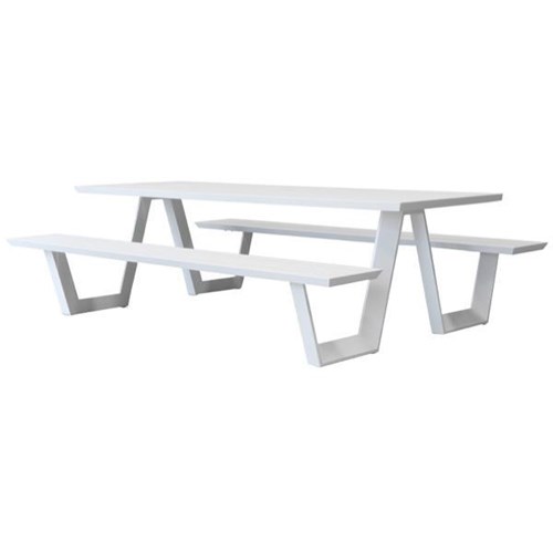 Tahoe Outdoor Table With Benches 2400x830mm White