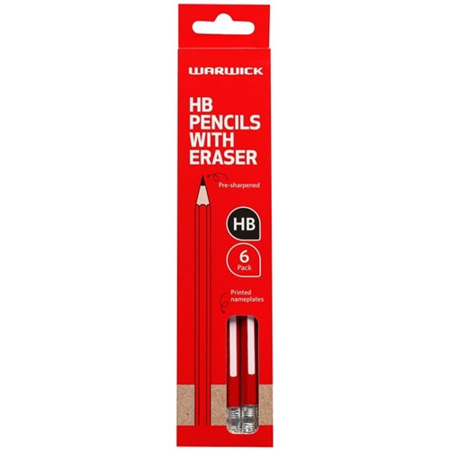 PENCIL WARWICK HB WITH ERASER SHARPENDED NAME TITLE PK/6