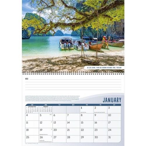 Easy2C Wall Calendar 2026 Coastlines Of The World
