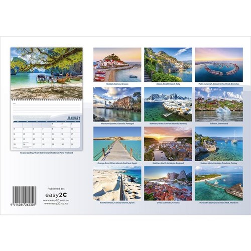 Easy2C Wall Calendar 2026 Coastlines Of The World