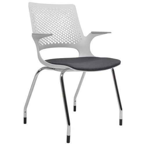 Konfurb Harmony Visitor Chair With Arms Light Grey/Charcoal/Chrome