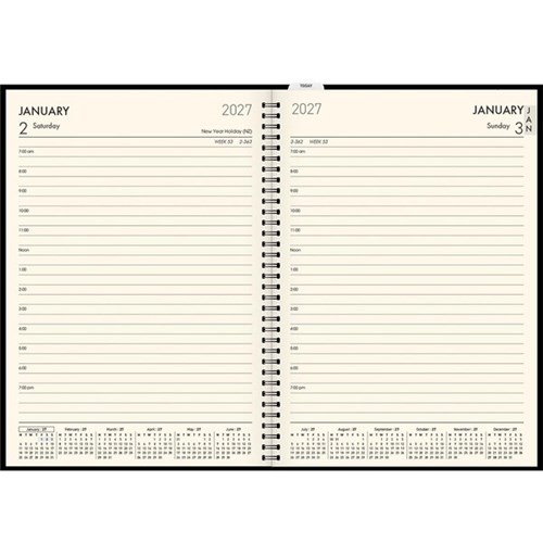 Collins A51 1 Hour Appointment Diary A5 1 Day Per Page 2025 Black